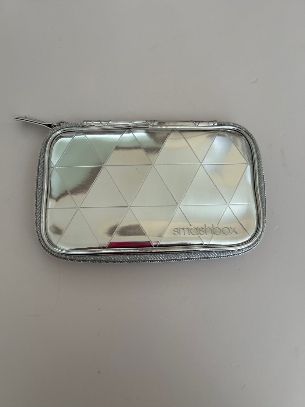 Smashbox Silver Geometric Metallic Makeup Travel Case | Brand New